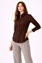 Long Sleeve Shirt with Buttons, Classic Collar, Suitable for Casual and Office Wear - Brown - 4