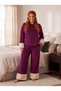 New Season Women's Velvet Crew Neck Plush Detailed Special Design Long Sleeve Plus Size (Oversize) Pajama Set - 8