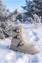 Non-Slip Lightweight Waterproof Sole Belt Detail Short Zippered Girls Boys Winter Boots - 6