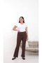Women's Nola 36-50 Size Lycra Gathering Spanish Leg Large Size 4 Season Crepe Trousers - 7