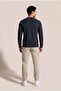 Men's Navy Blue 6211 Buttoned Collar Waffle Sweatshirt - 3