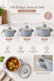 6-Piece Enamel Cookware Set – 12/14/16 cm Gray 3-Piece Cookware Set with Glass Lids - 3