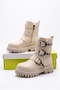 Non-Slip Lightweight Waterproof Sole Belt Detail Short Zippered Girls Boys Winter Boots - 7