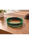 Gessaro Greenframe Green Black Leather Men's Bracelet - Three-Row Braided Design - 3