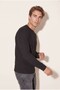 Men's Black 6210 0 Collar Basic Waffle Sweatshirt - 2