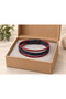Etravio Crimsonedge Red Navy Blue Leather Men's Bracelet - Double Color Weave Detail - 3