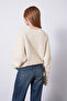 Jeans Flower-Embellished Stand-Up Collar Folded Sleeves Knitwear Sweater Raw Ecru - 4