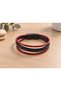 Etravio Crimsonedge Red Navy Blue Leather Men's Bracelet - Double Color Weave Detail - 2
