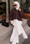Laren Double Zipper Knitwear Cardigan Tsd260283 Claret Red - 4