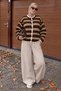 Crew Neck Striped Knitwear Cardigan Tsd260284 Mink - 2