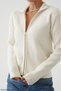 Women's Double Zipper Ribbed Woven Wool Knitwear Cardigan - 2