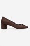 Leslie Brown Suede Bow Women's Thick Heeled Shoes - 6