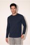 Men's Navy Blue 6224 0 Collar Ribbed Sweatshirt