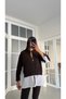 Bitter Brown Shirt Detailed Double Zipper Knitwear Cardigan - 5305 - 2
