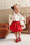 Heart Embroidered Girl's Balloon Skirt Red