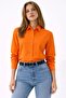 Long Sleeve Shirt with Buttons, Classic Collar, Suitable for Casual and Office Wear - Orange - 2