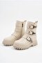 Non-Slip Lightweight Waterproof Sole Belt Detail Short Zippered Girls Boys Winter Boots