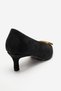 Delhi Black Suede Buckle Women's Heeled Shoes - 6