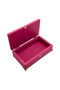 Natural Wooden Jewelry Box Wooden Storage Box (White Pine)(Pink)(Length:20Cm Width:12Cm Height:6Cm) - 2