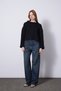 Asymmetric Collar Oversize Knitwear Sweater Black - 2