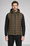 Men's Khaki Slim Fit Puffer Vest with Removable Hood and Zipper Pockets - 2