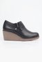 Mammamia Genuine Leather Side Zipper Wedge Heeled Shoes