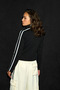 Neoline women's black sweatshirt with embroidery and print details, and striped sleeves - 6