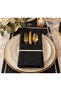 Gold Piko Wrap Detailed Fork Knife Serving Presentation Set with Black Handles 6 Pieces