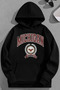 Unisex 3 Thread Cotton Black Michigan Print Loose Fit Sweatshirt Hoodie