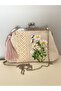23x15 cm wildflower themed 100% hand-embroidered linen light vintage bag - 2