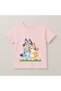 Bluey and Bingo Grass Print Kids' T-Shirt 100% Cotton Pink