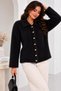 Women's Shirt Collar 7 Heart Gold Buttoned Long Furry Embroidered Knitwear Jacket - 3
