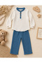 Boy's Muslin Long Sleeve Shirt and Pants 2-Piece Set - 3