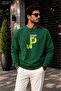 Men's Give up Neon Typographic Printed Crew Neck Casual Regular Fit Sweatshirt