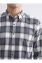 Black Regular Fit Long Sleeve Plaid Men's Shirt from Plus-Store - 3