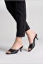 Heeled Women's Slippers - 5 cm Thin Heeled Women's Slippers Black - 6