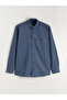 Blue Regular Fit Long Sleeve Plaid Gabardine Men's Shirt - 5