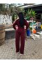 Women's V-Piping Detailed Zippered Double Suit with Drawstring Waist and Wide-Legged Trousers - 4