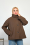 Women's Plaid Button Detail Stand Collar Short Lined Trench Coat Brown