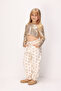 Beige Star Patterned Girl's Gabardine Trousers - Prunella - 2