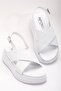 Zri̇n-1164 Premium White Wedge Heel Women's Sandals