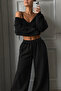 Women's Low-Cut V-Neck Crop Sweat - Sweatpants Set - 3