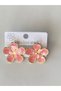 Earrings- Steel Earrings with Flowers in Dark Pink Color - 3