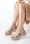 Zri̇n4-1005 Premium Beige Daily Wedge Heel Women's Sandals