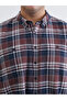 Burgundy Regular Fit Long Sleeve Plaid Men's Shirt from Plus-Store - 3