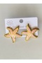 Steel Earrings - Sea Star Pink Color Enamel Gold Earrings - 3