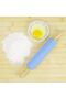 Silicone Non-Stick Pastel Blue Rolling Pin - 30.5 cm Ergonomic Wooden Handle Pastry & Dough Roller (Merdane
