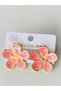 Earrings- Steel Earrings with Flowers in Dark Pink Color