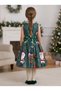 Christmas Festive Girls Pageant Gown – Red, Dark Green, Violet and Green - 3