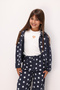 Navy Blue Star Patterned Girl's Gabardine Trousers - Prunella - 3